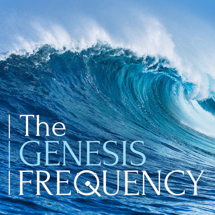 The Genesis Frequency show logo, featuring a blue ocean wave
